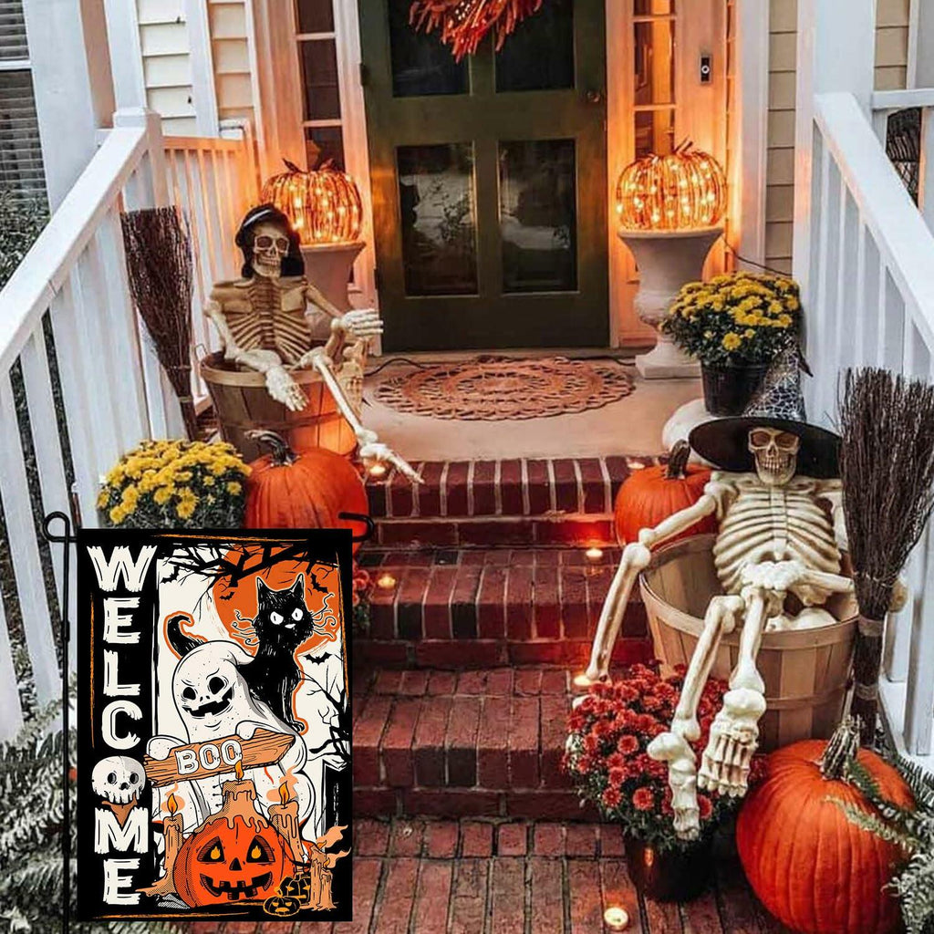 4SEASONS POD Holiday Garden Flags Set of 3 12x18 Double Sided Halloween Xmas