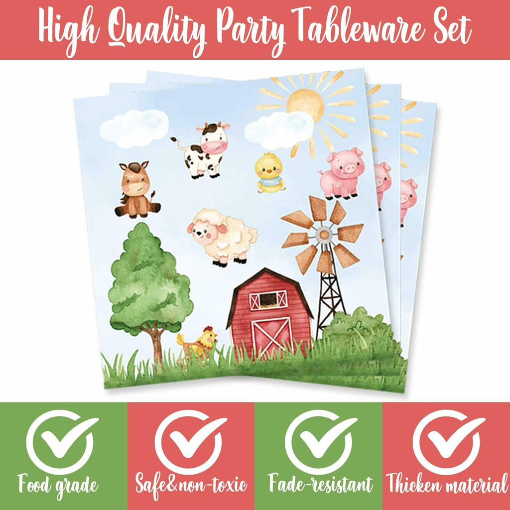 HEETON Farm Boy Three Party Plate 9in Red Green Animal Print Birthday