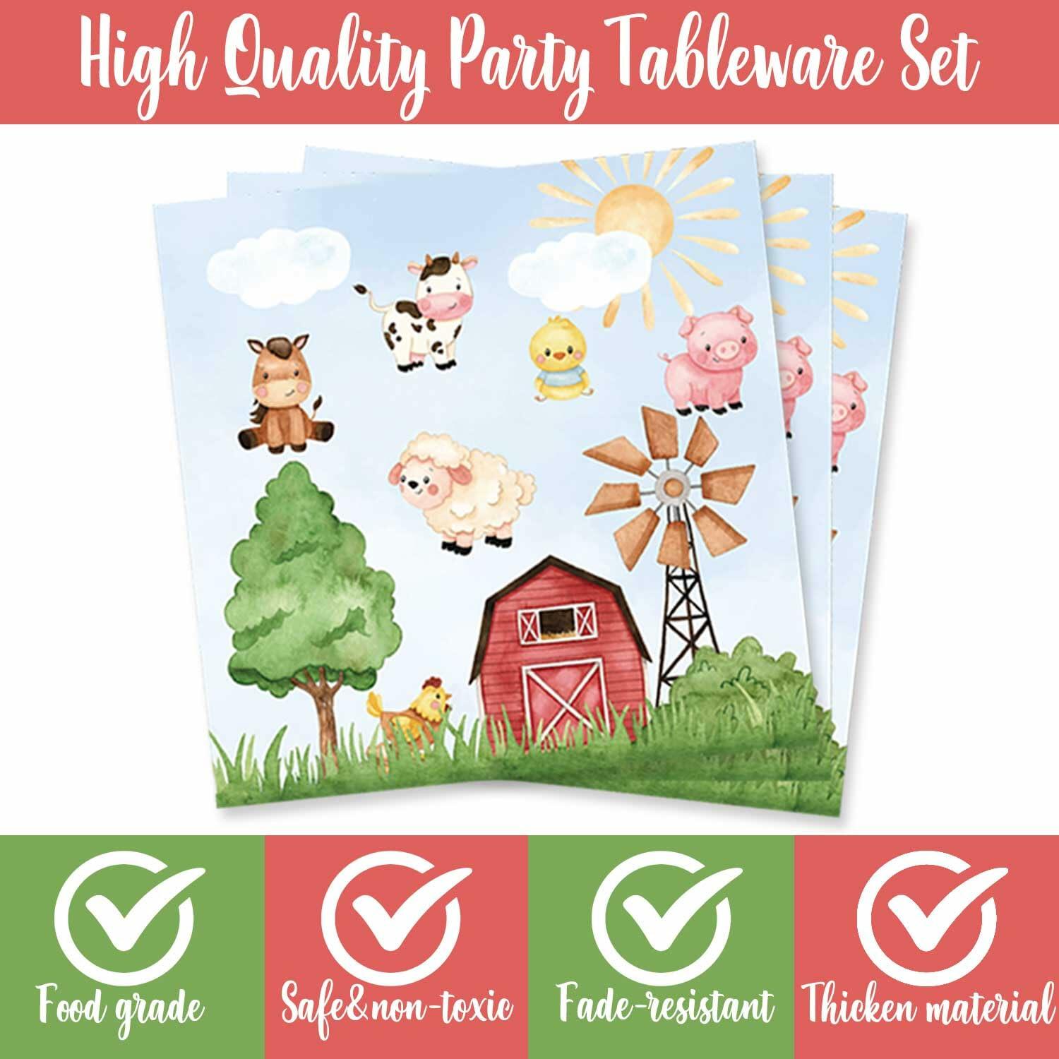 HEETON Farm Boy Three Party Plate 9in Red Green Animal Print Birthday