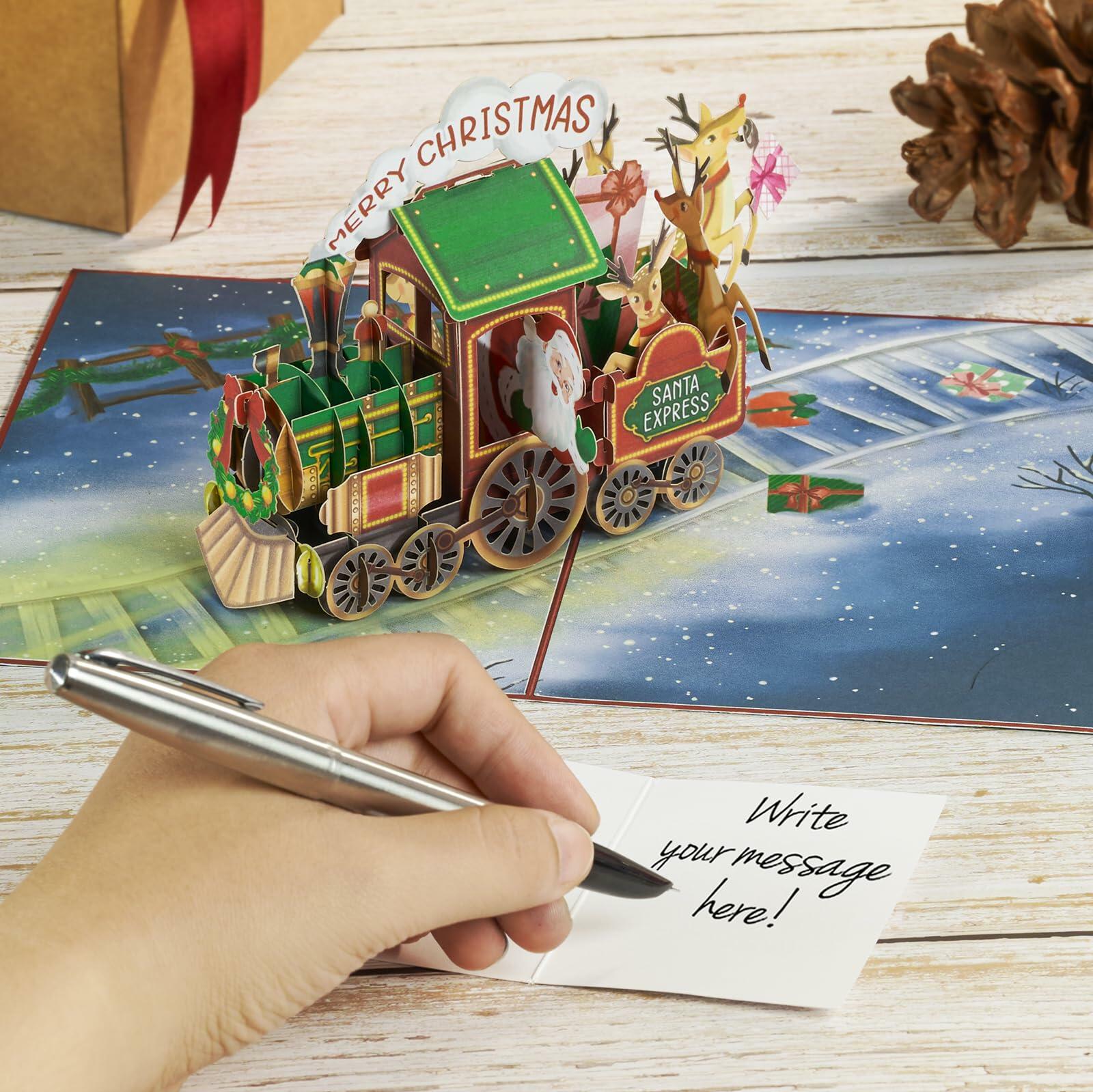 POPWOW Christmas Tree 3D Pop Up Card 5x7 with Envelope & Message Note
