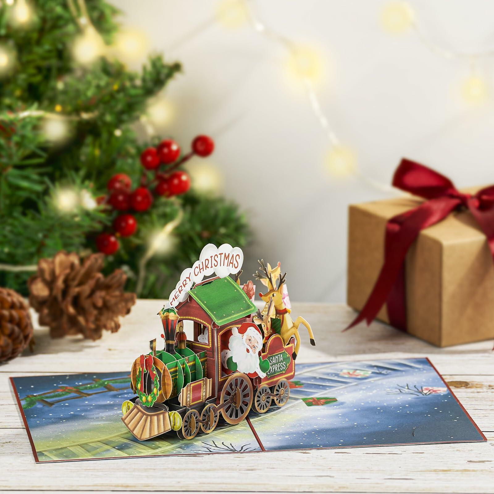 POPWOW Christmas Tree 3D Pop Up Card 5x7 with Envelope & Message Note