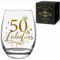 Vagafilla Stemless Wine Glass 15oz Glitter Gold Birthday Gift Transparent