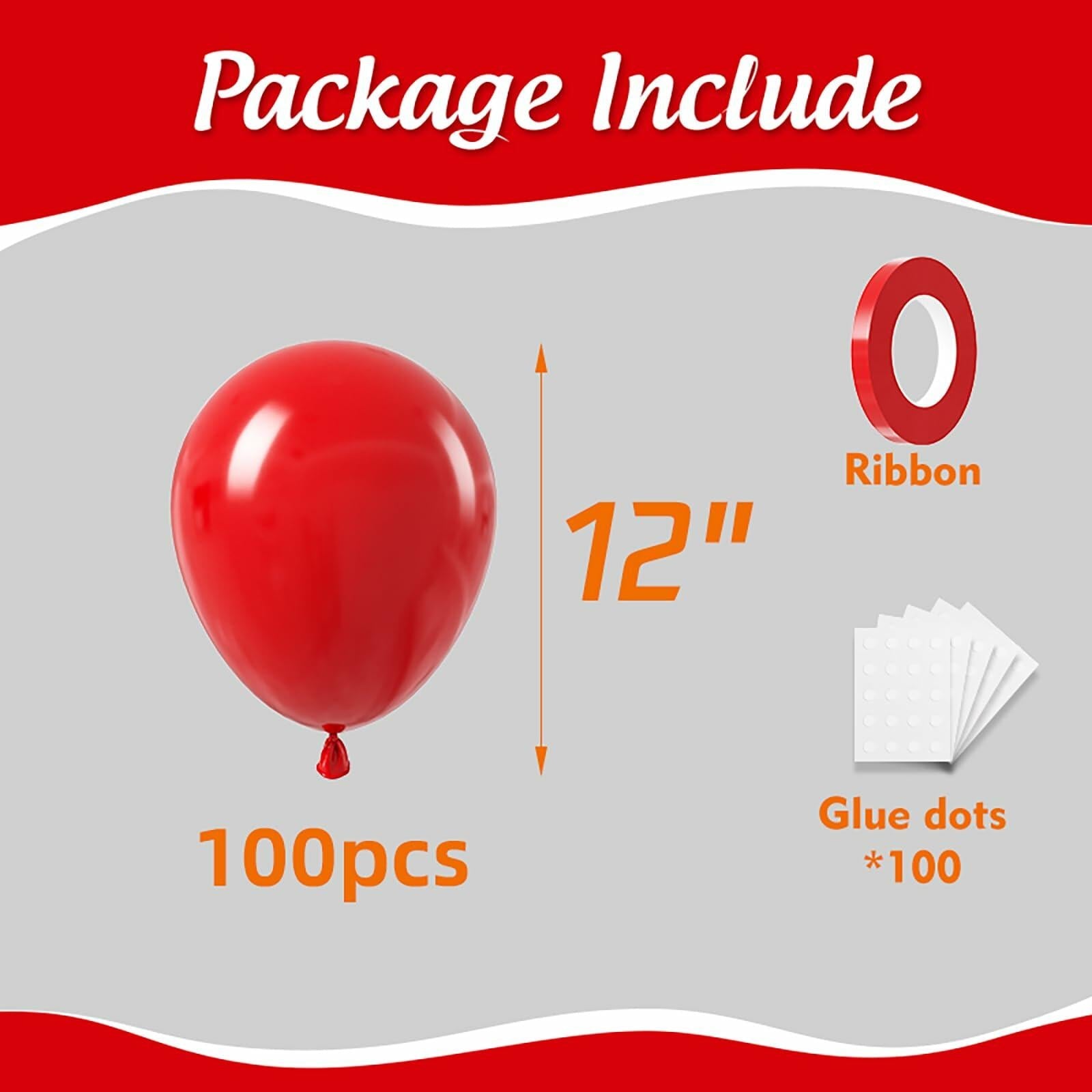ZHMYBLN Red Balloons 100pcs 12in Bright Red Latex Helium Party Decor