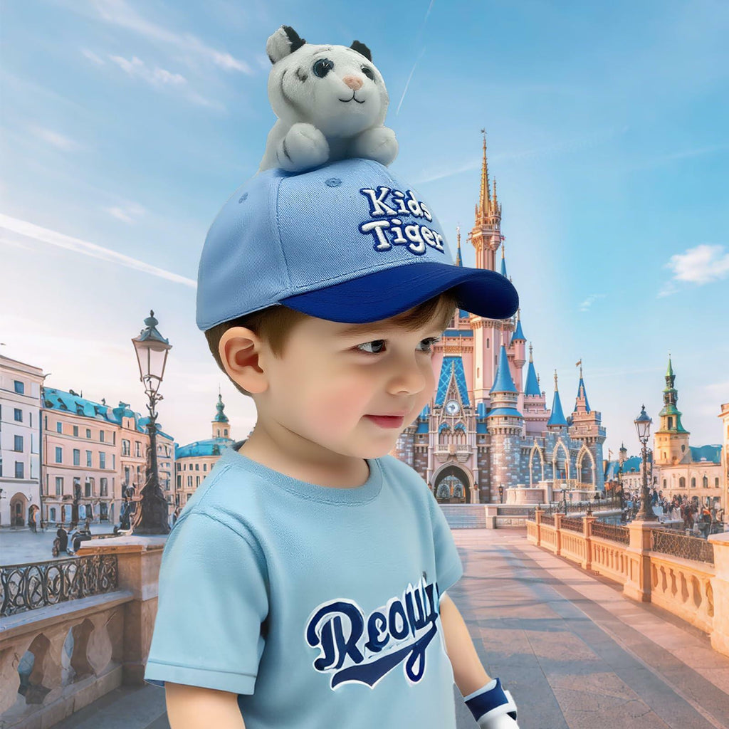 GADMEXILY Kids Boys Adjustable Cotton Baseball Cap Plush Tiger Hat Blue