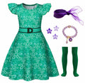 Akokvlar Girls Halloween Disgust Joy Costume Dress Green Size 9-10 Years