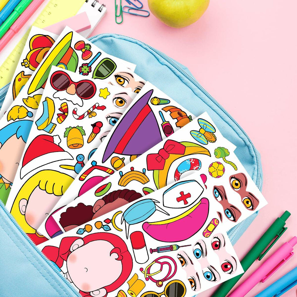 BOGIKI Make a Face Stickers 15 Sheets Waterproof Girl Halloween Party Favors