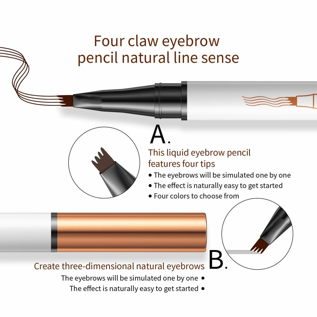 YIWANLLE Eyebrow Microblading Pen 3D Waterproof 4 Fork Tip Dark Coffee 1 Count