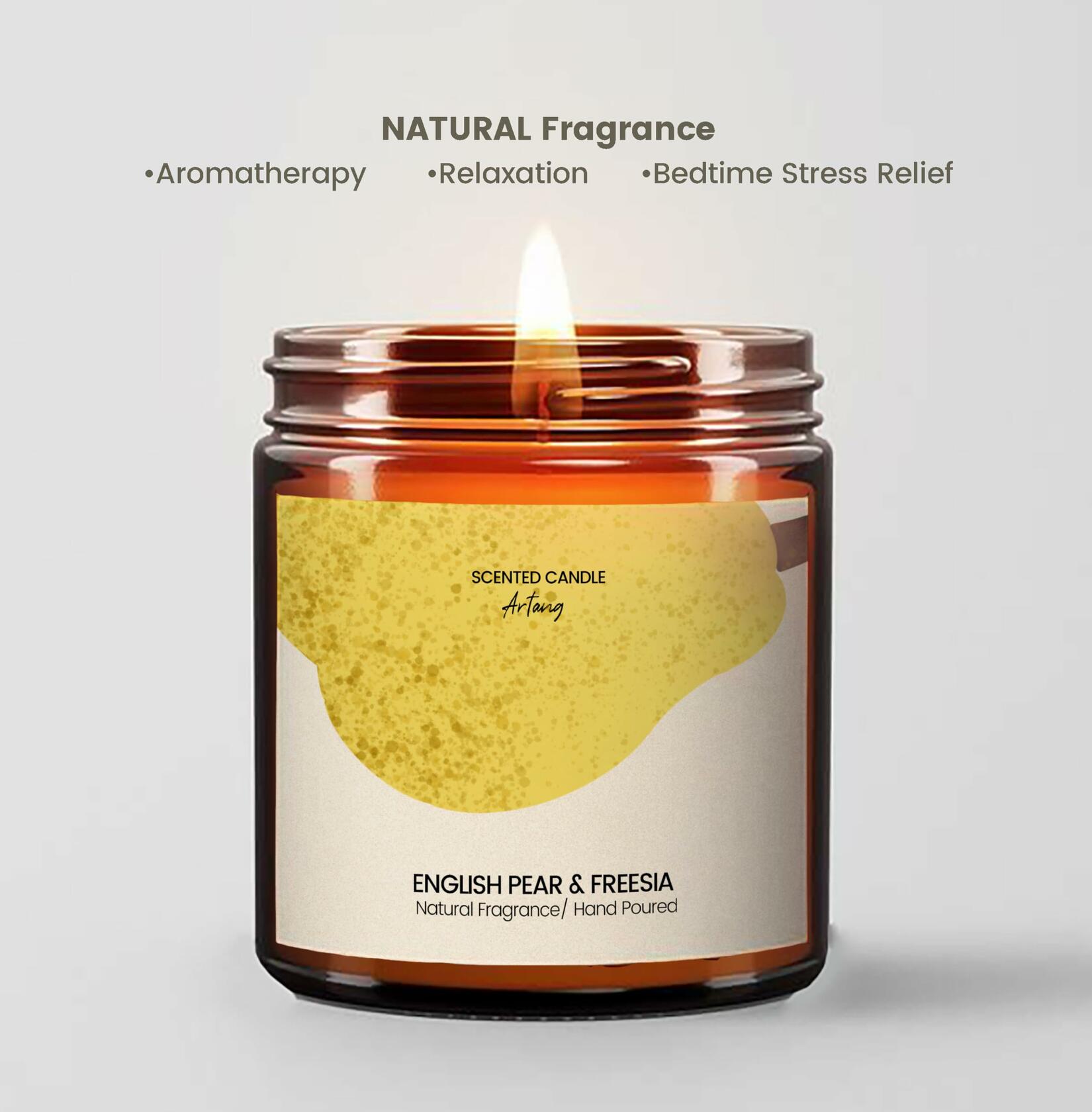 Generic English Pear & Freesia Scented Soy Candle Black Jar Chroma