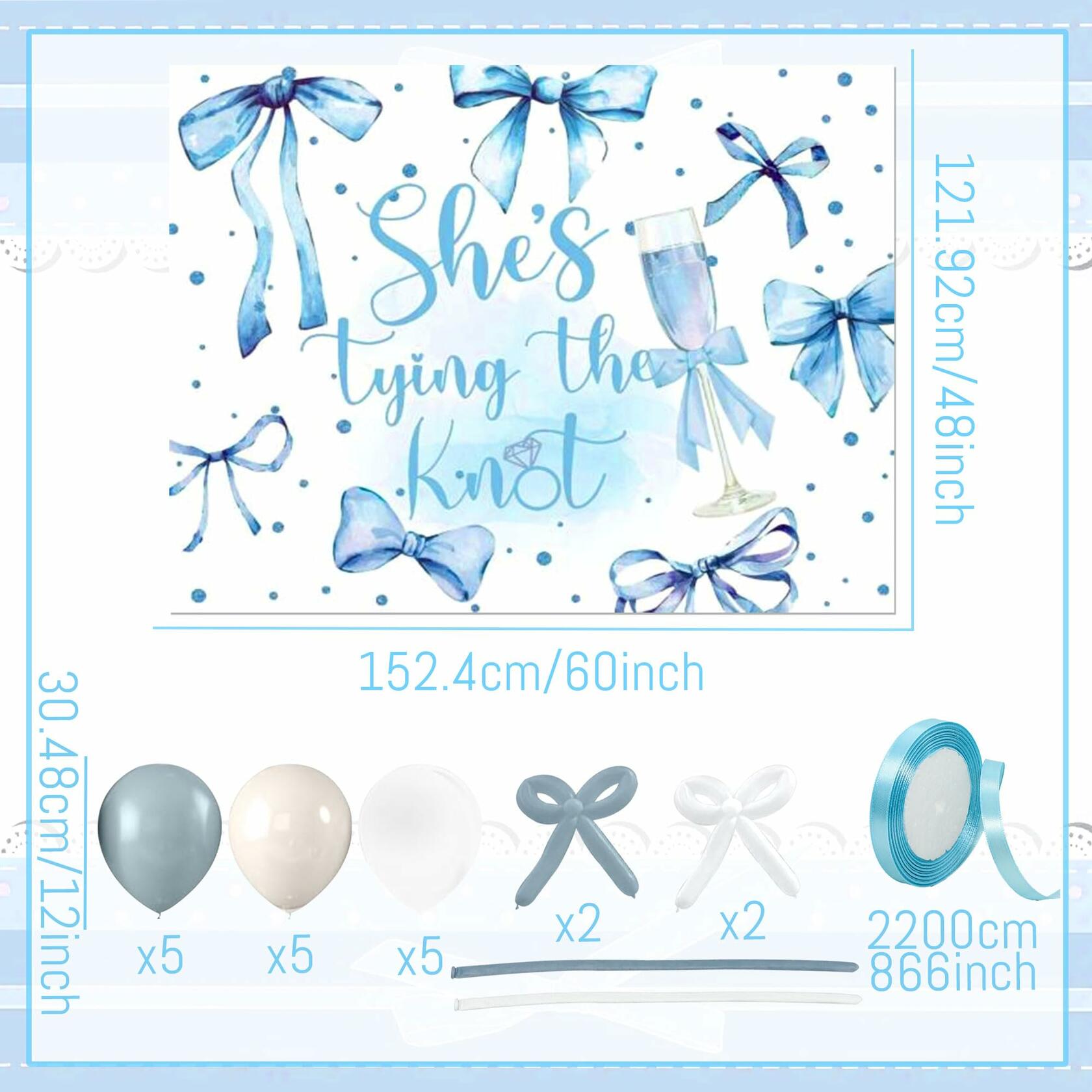 BACH AND BOUJEE She's Tying The Knot Backdrop Blue Bridal Shower Banner