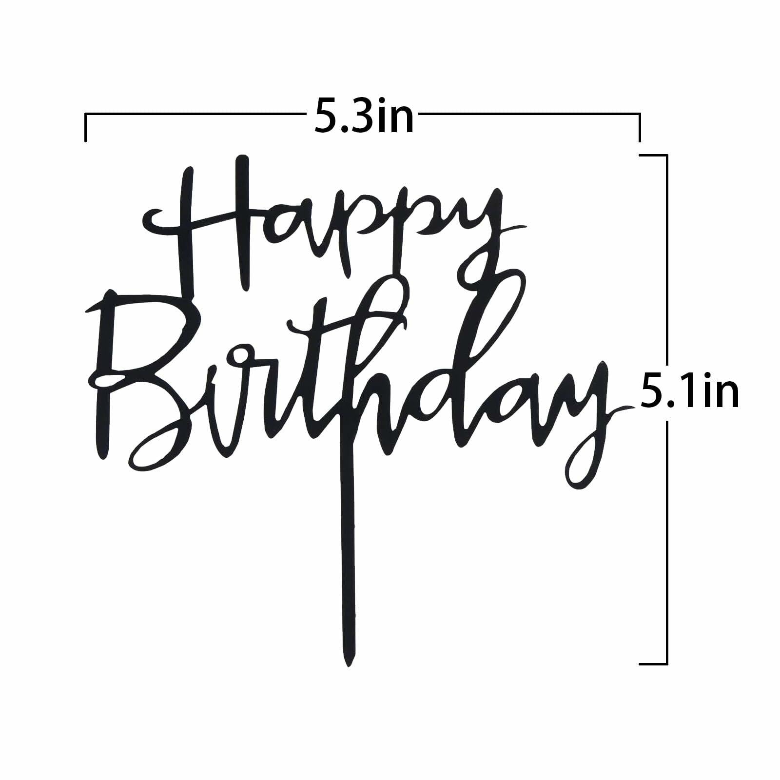 GLASNES Black Acrylic Happy Birthday Cake Topper 1 Piece Party Decor