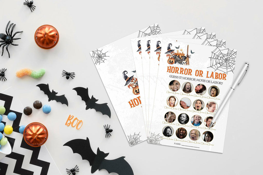 Tuyashua Halloween Horror Labor Game Baby Shower 30 Cards Multicolor WY03
