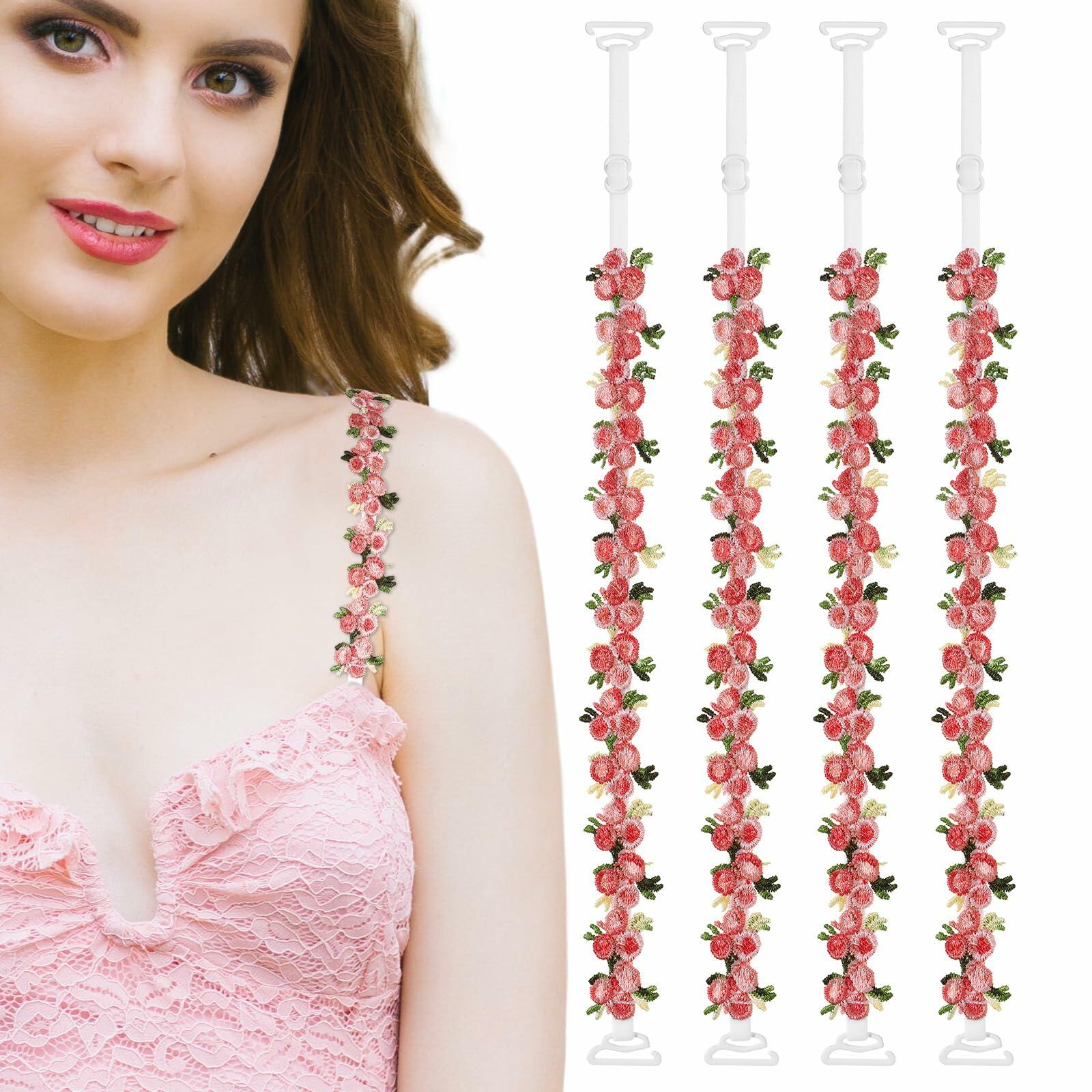 Yolev 2 Pairs Decorative Removable Flower Bra Straps Snow Bud Color One Size