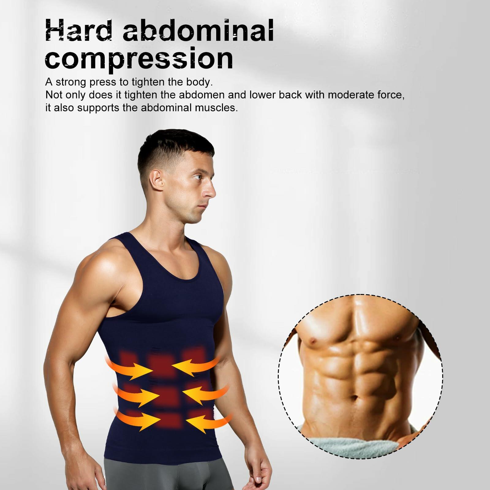 Casey Kevin Men's Sleeveless Compression Shirt Body Shaper XX-Large Navy