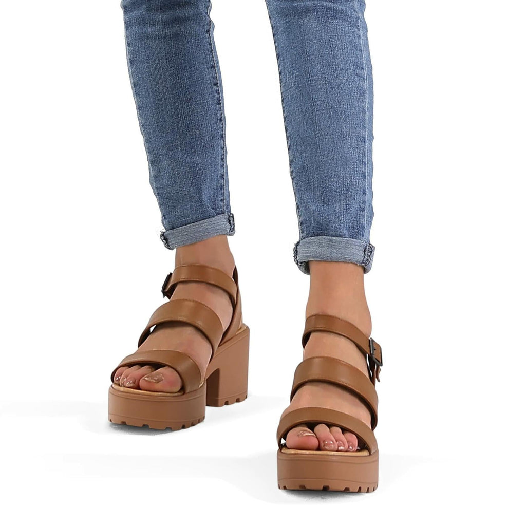 OPEN BOX MySoft Women’s Platform Sandals, Ankle Strap, 3" Block Heel, Open Toe