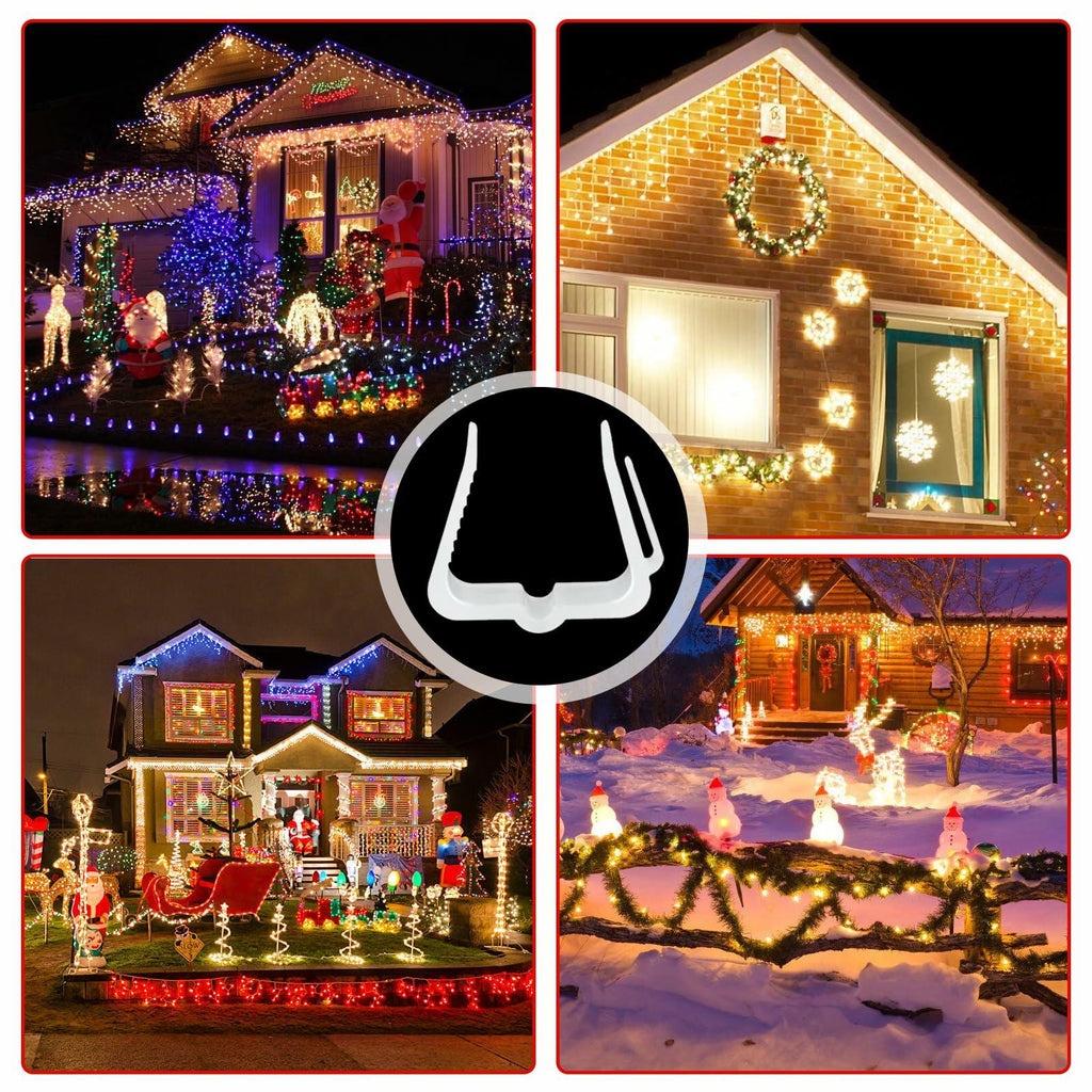 SIMPLIPLEX Holiday Light Clips 30-Pack Outdoor White Roof Gutter Fence