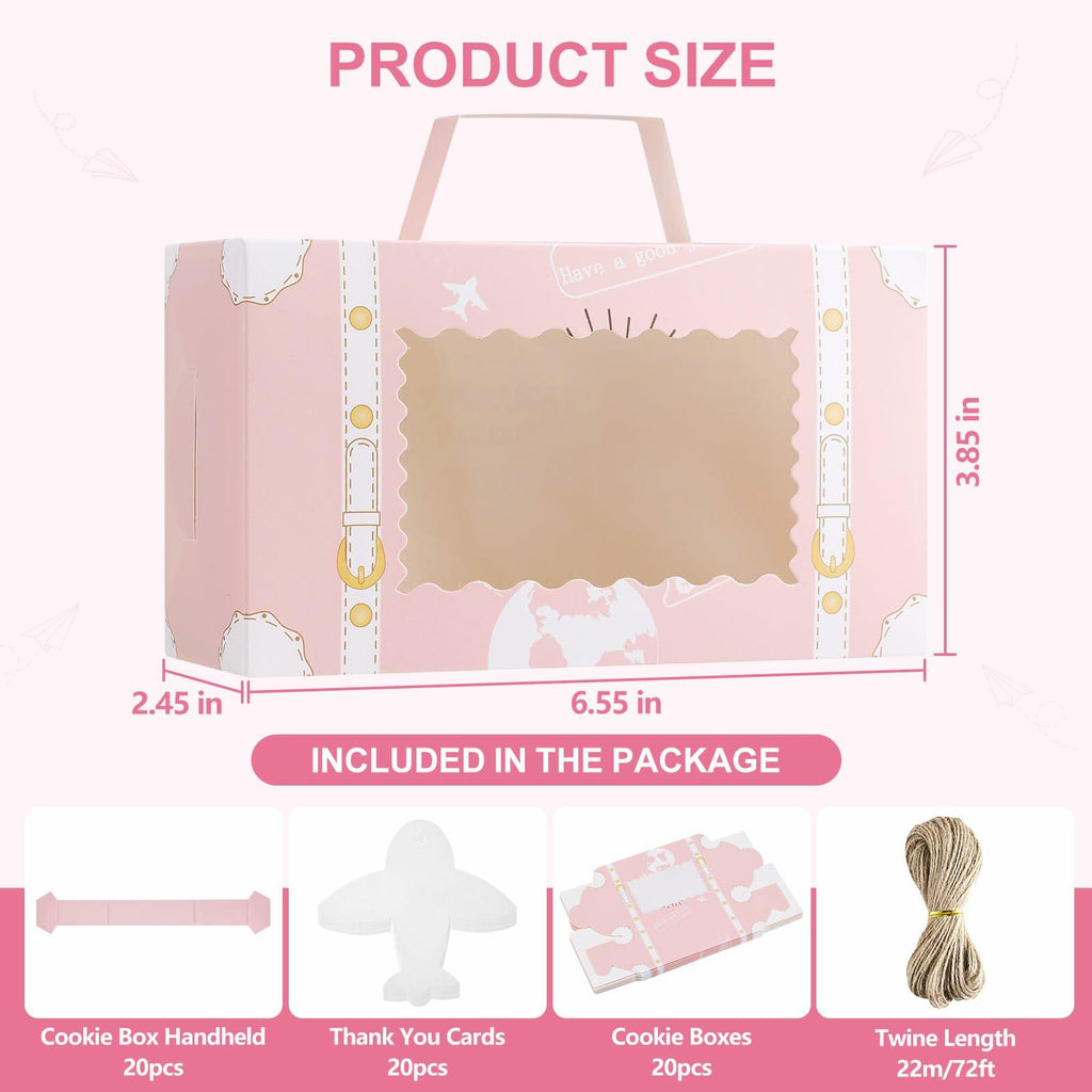 YODYZJ 20-Piece Mini Suitcase Party Favor Boxes Pink Small 6.55x3.85x2.45in