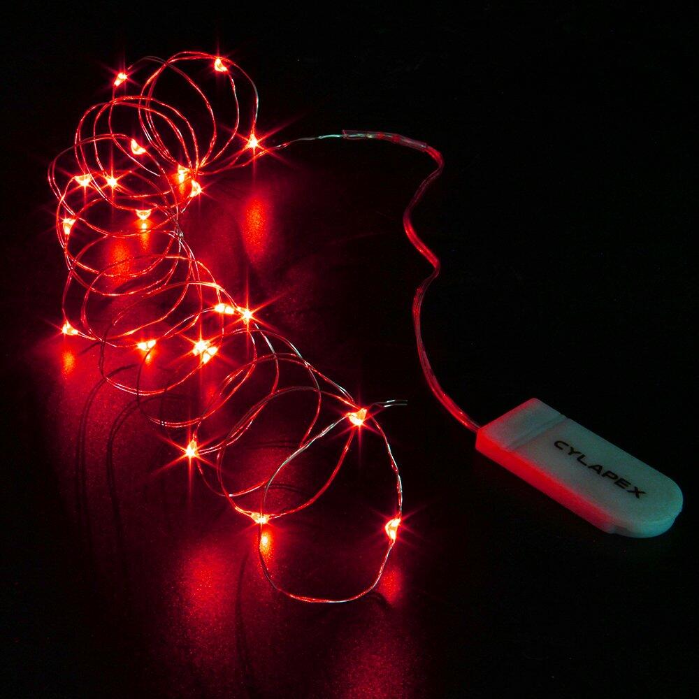 CYLAPEX 6 Pack Red Fairy String Lights Battery LED 3.3ft 20 LEDs