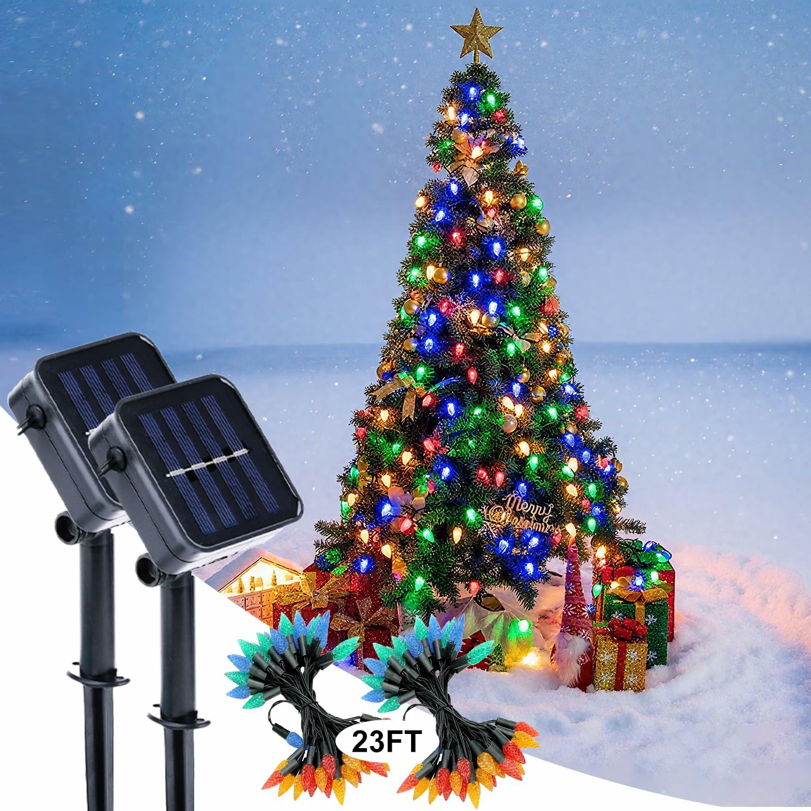 Veeydrut Solar String Lights 2 Pack 50 LED 23FT Waterproof Multicolor Outdoor