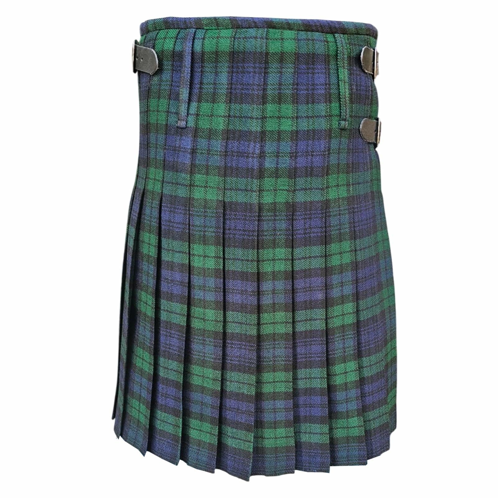 HAAUR TRADERS Scottish Tartan Men's Kilt Black Watch Leather Straps Size 38
