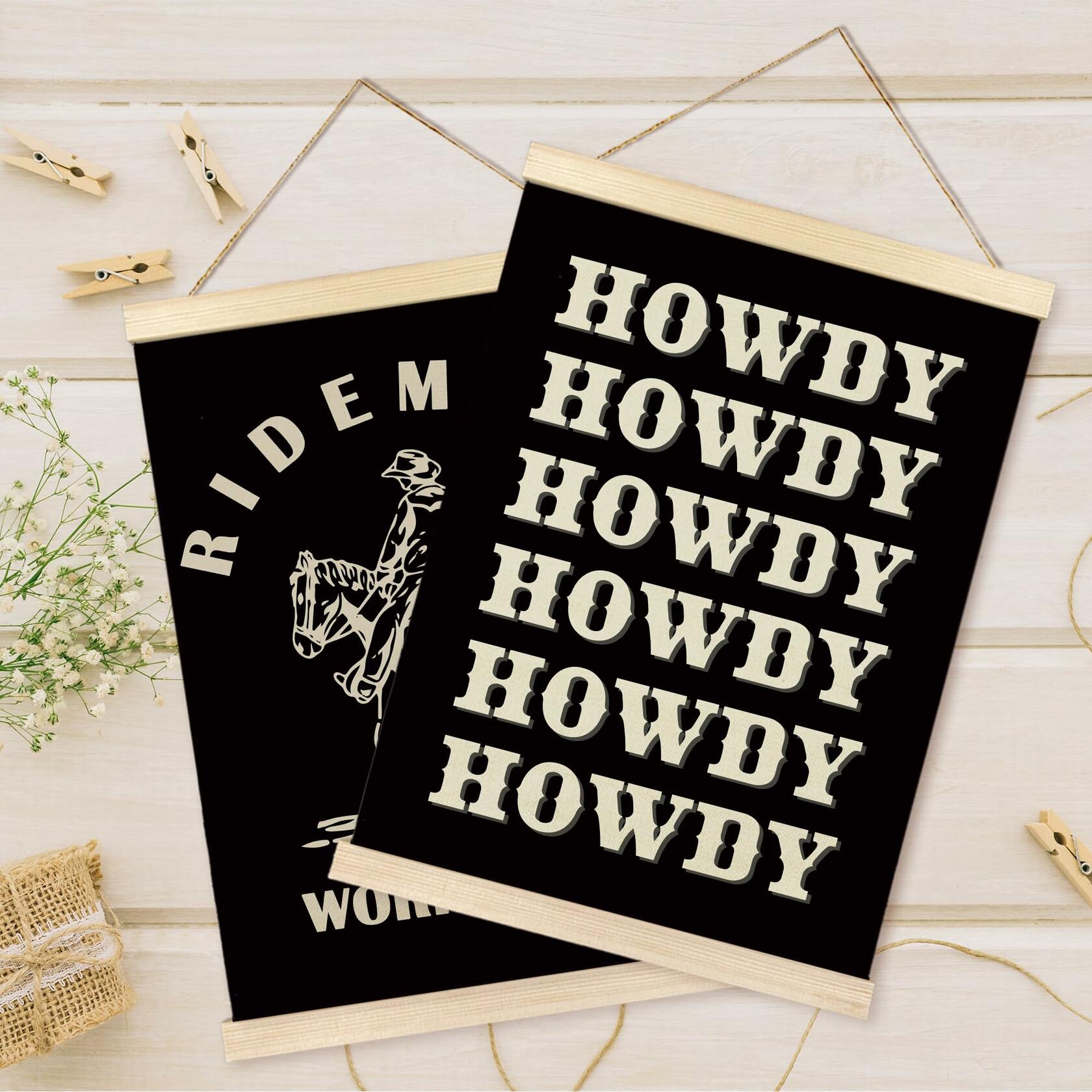 TAEDIN Western Wall Art Poster Hanger Frame Set of 2 Black 12x16