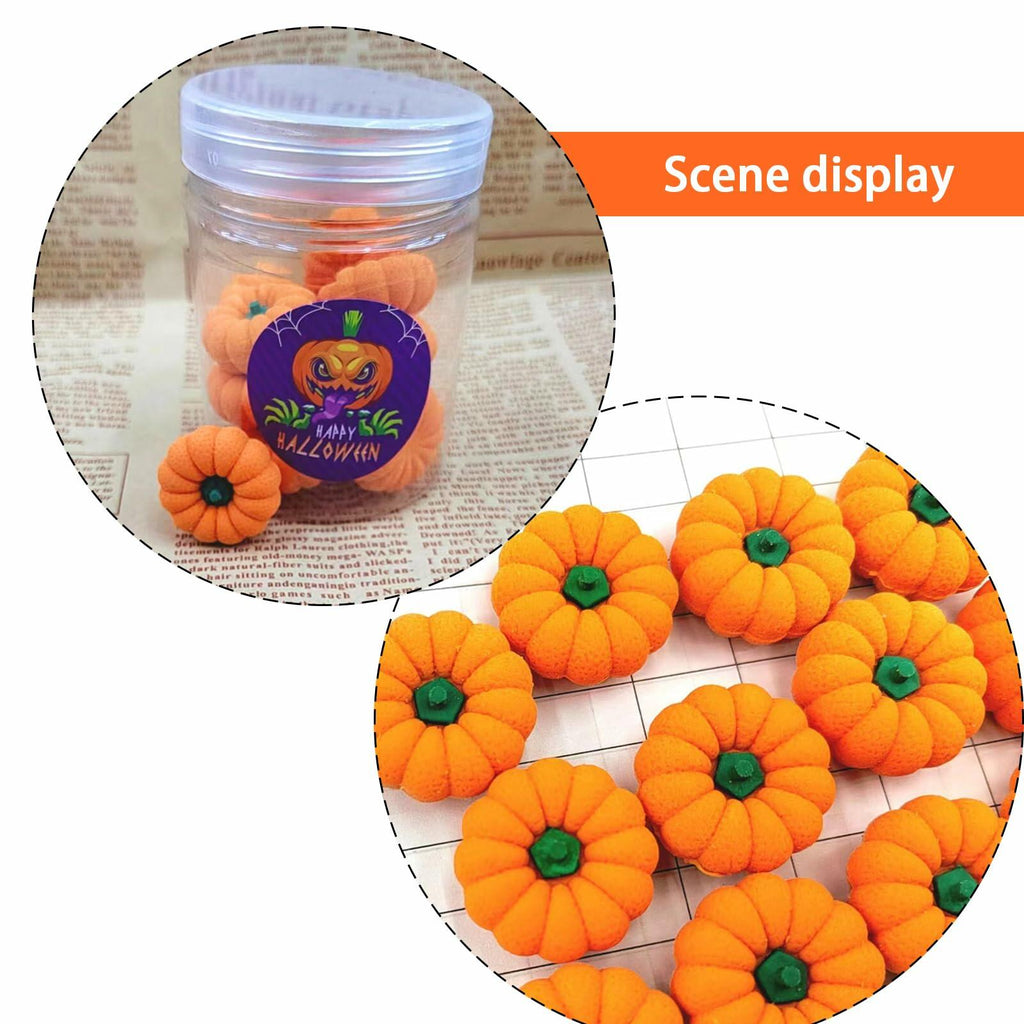 RUIFUU 18Pcs Halloween Pumpkin Erasers Bulk Mini 3D Fall Classroom Prize