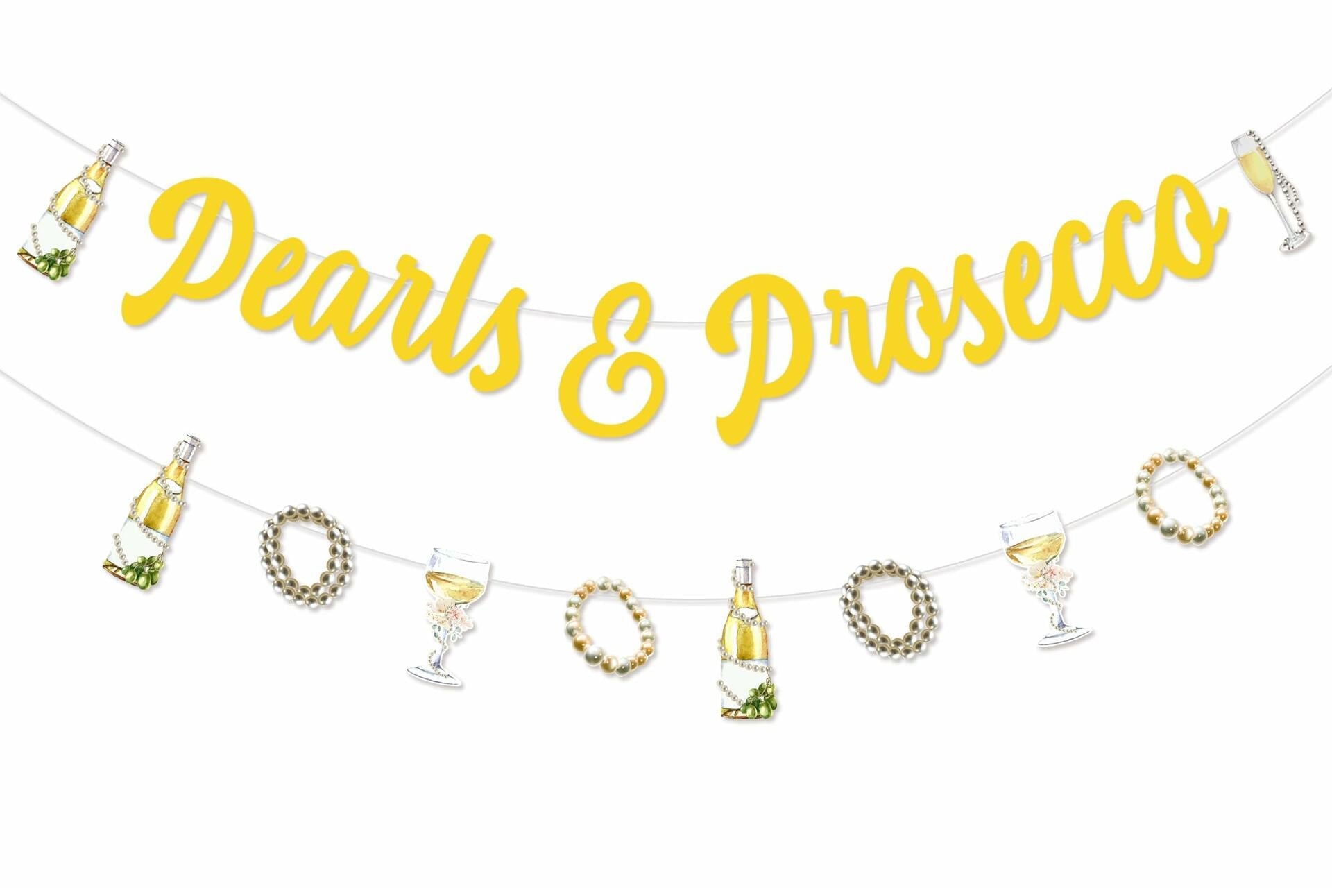 Sursurprise Pearls & Prosecco Bridal Shower Banner Bachelorette Wedding Decor