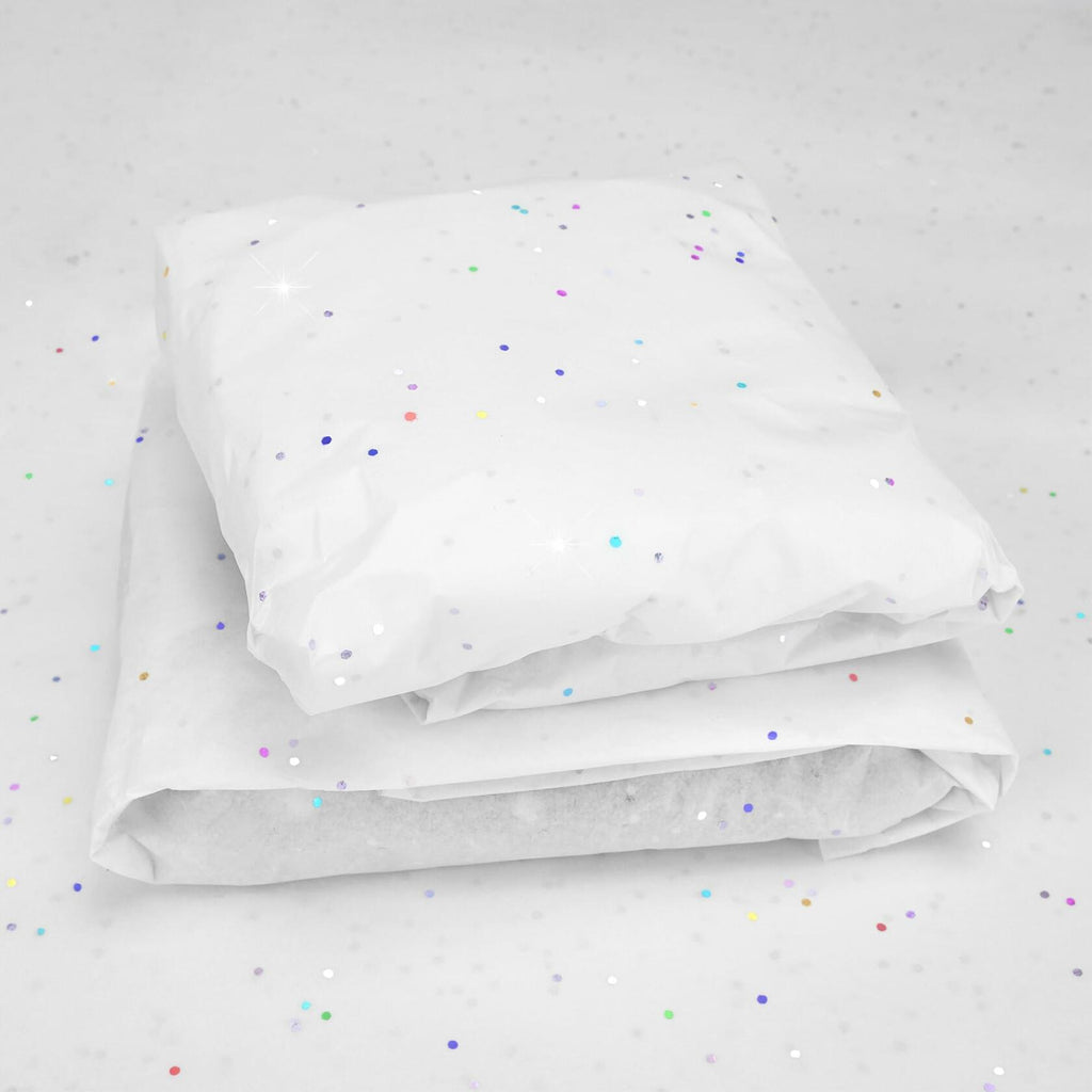 MR FIVE White Glitter Tissue Paper 14x20in 100 Sheets White Sparkle