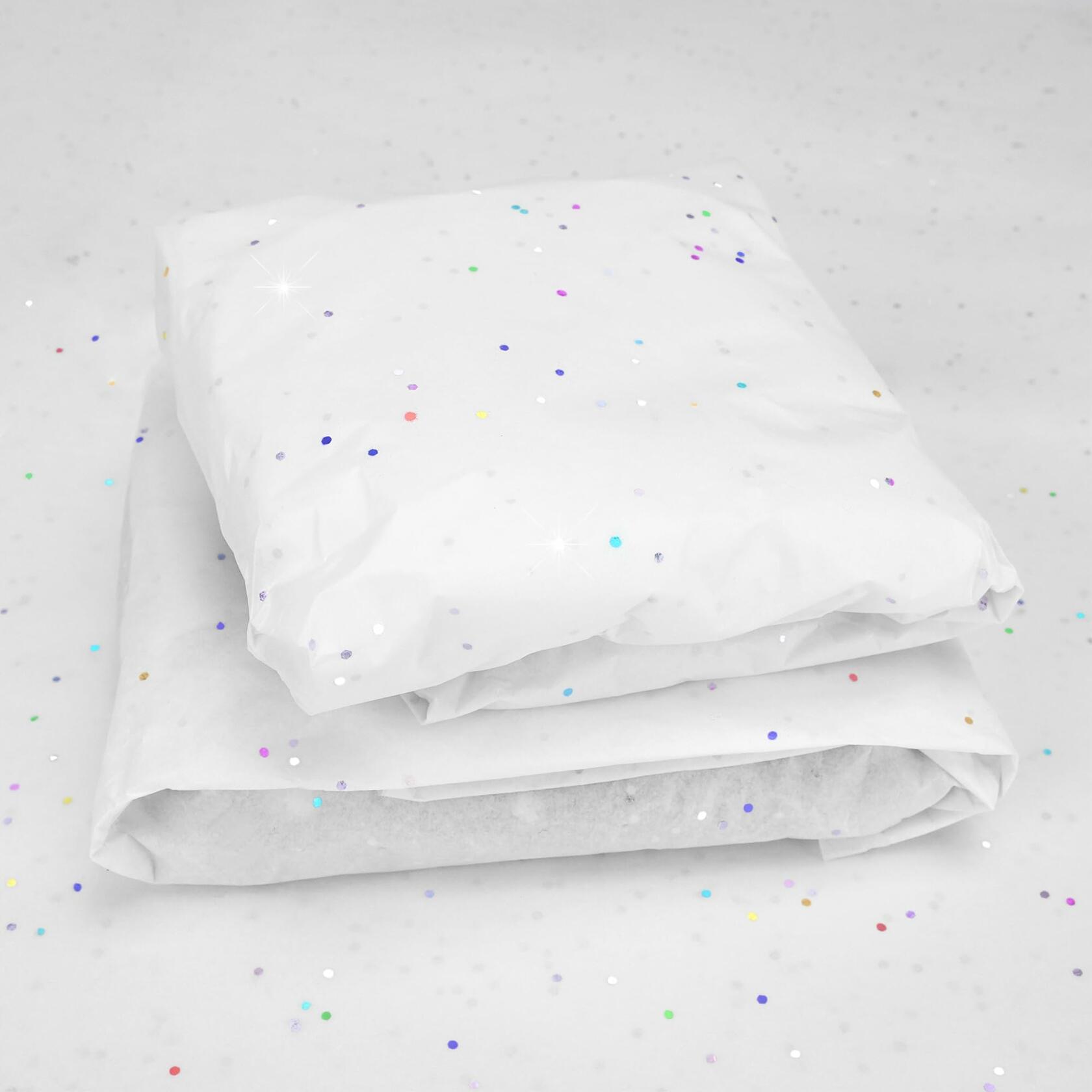 MR FIVE White Glitter Tissue Paper 14x20in 100 Sheets White Sparkle