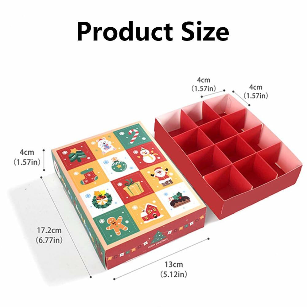 IPEWOEF 5PCS Christmas Gift Boxes 12-Grid Advent Surprise DIY Holiday Box