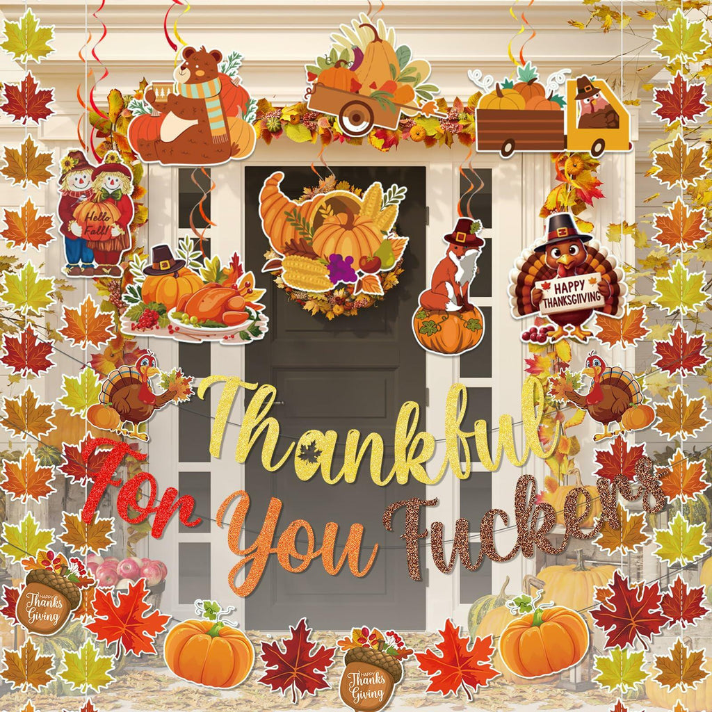 Yavxzvbw Thankful for You Banner Fall Leaves Garland Orange Thanksgiving