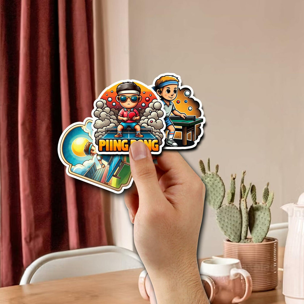 BIGZORO 50PCS Ping Pong Table Tennis Stickers Waterproof Vinyl Decals