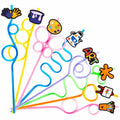 SODWINCO 24PCS Art Drinking Crazy Straws Kids Birthday Party Supplies Multicolor