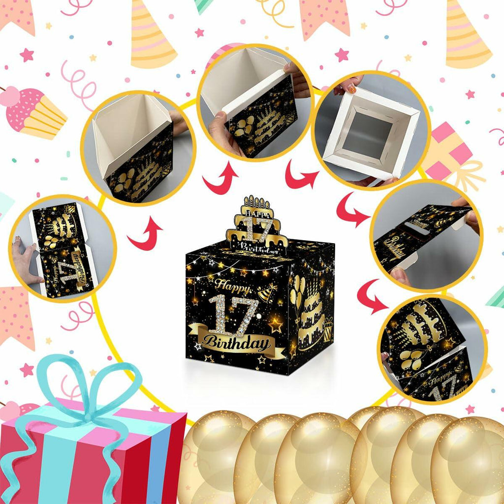 Toerifer Money Box Birthday Gift Black Gold 17th Birthday 35 Bags Size One Size