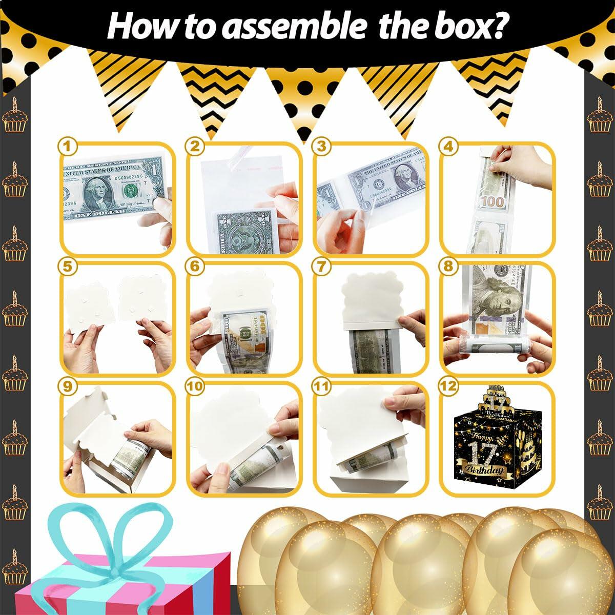 Toerifer Money Box Birthday Gift Black Gold 17th Birthday 35 Bags Size One Size