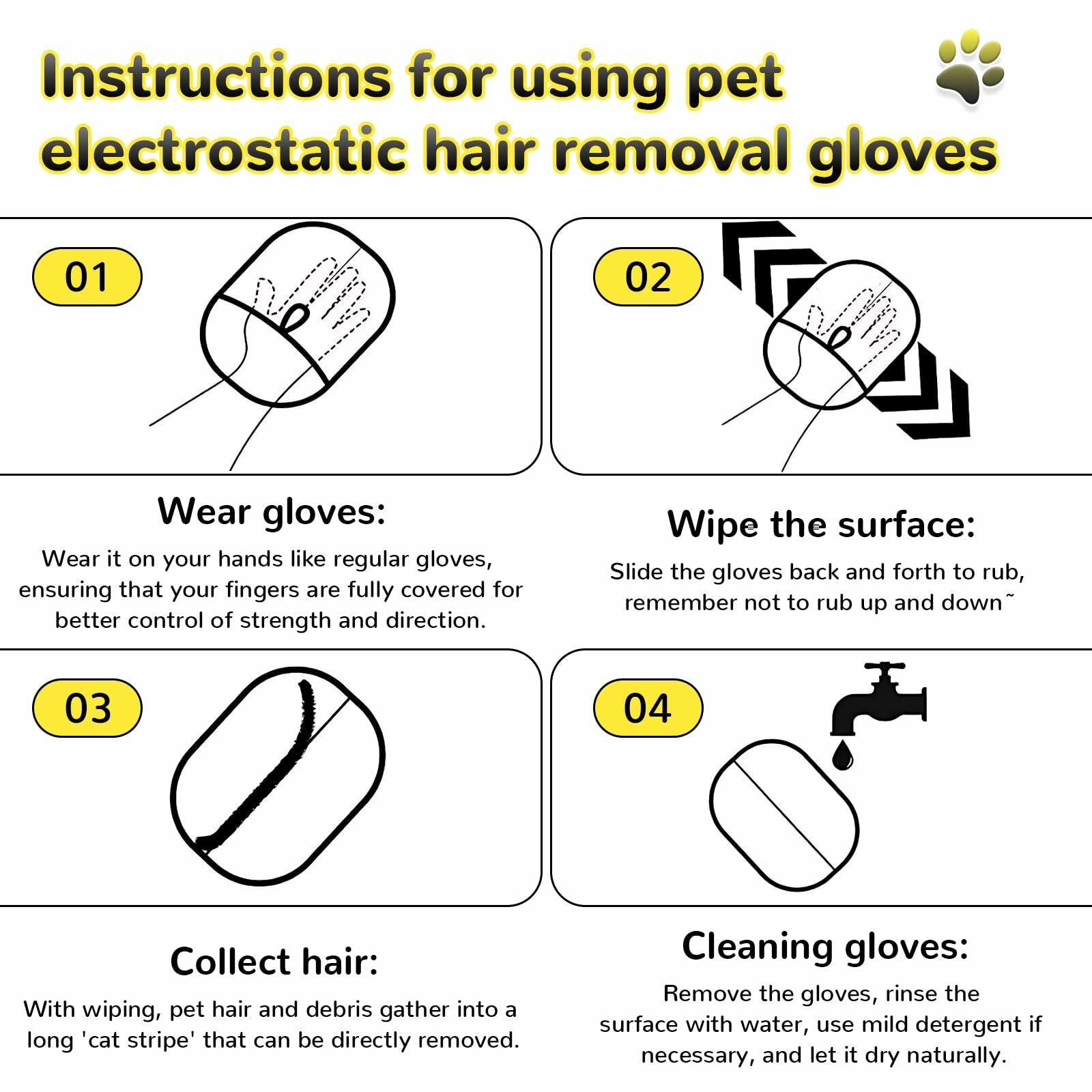 Generic Pet Hair Remover Glove 4-in-1 Brush 17in Handle Black Ergonomic Grip
