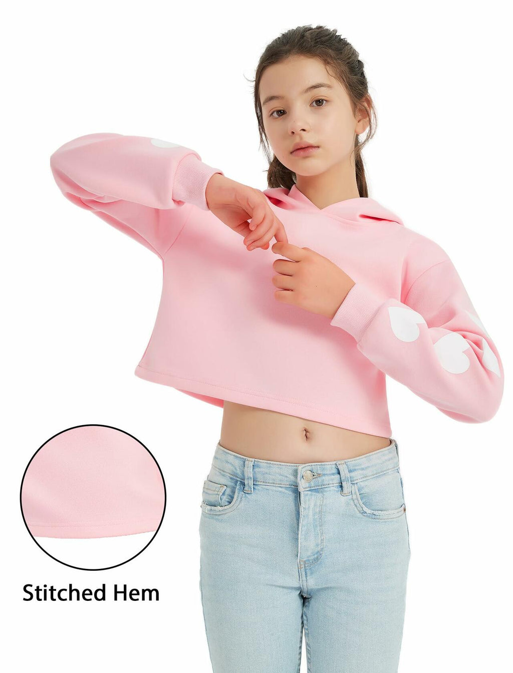 EXARUS Girls Oversized Los Angeles Hoodie – White, 8Y