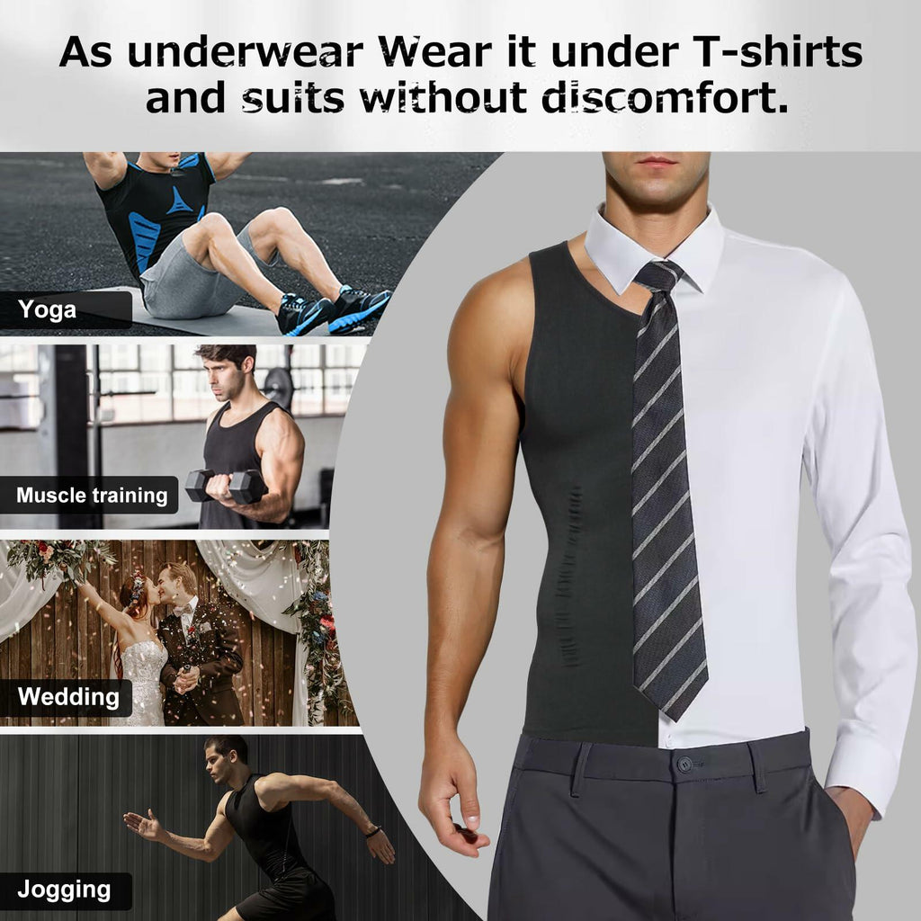 Casey Kevin Men’s Compression Shirt – Sleeveless Body Shaper, Large Grey
