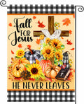 4SEASONS POD “Fall For Jesus” Autumn Pumpkin Christian Garden Flag 12x18