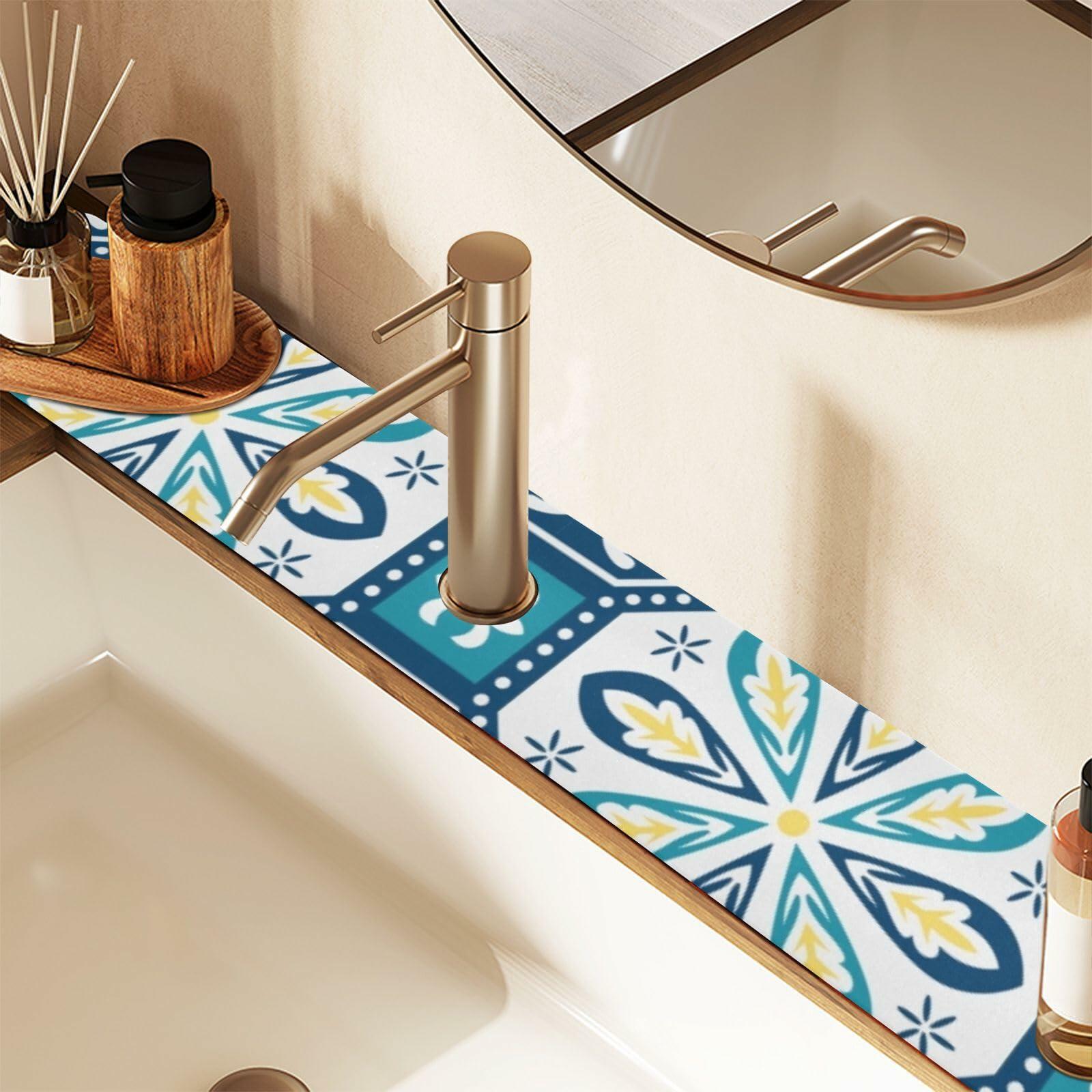 Kitchen Sink Splash Guard 14.7" Faucet Mat Water Absorbent Foldable Washable