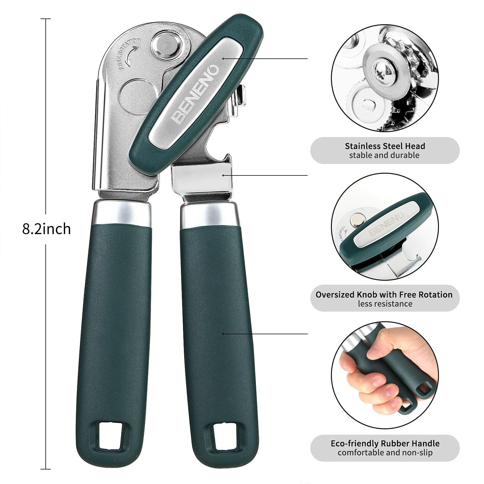 Beneno Manual Can Opener Heavy Duty Carbon Steel Sharp Blade Green