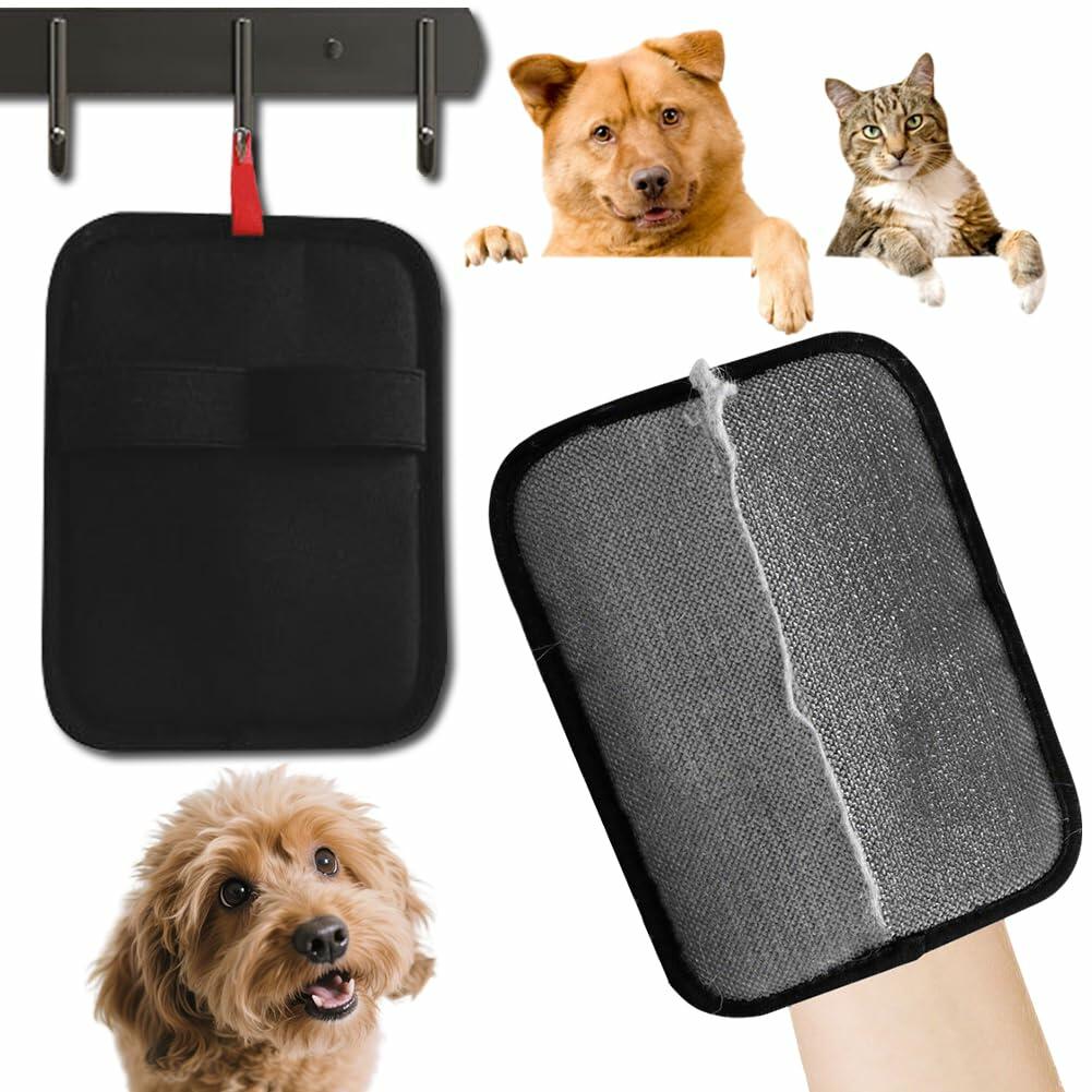 DLIOJHL Pet Hair Removal Gloves Cat & Dog Hair Cleaner Black Red