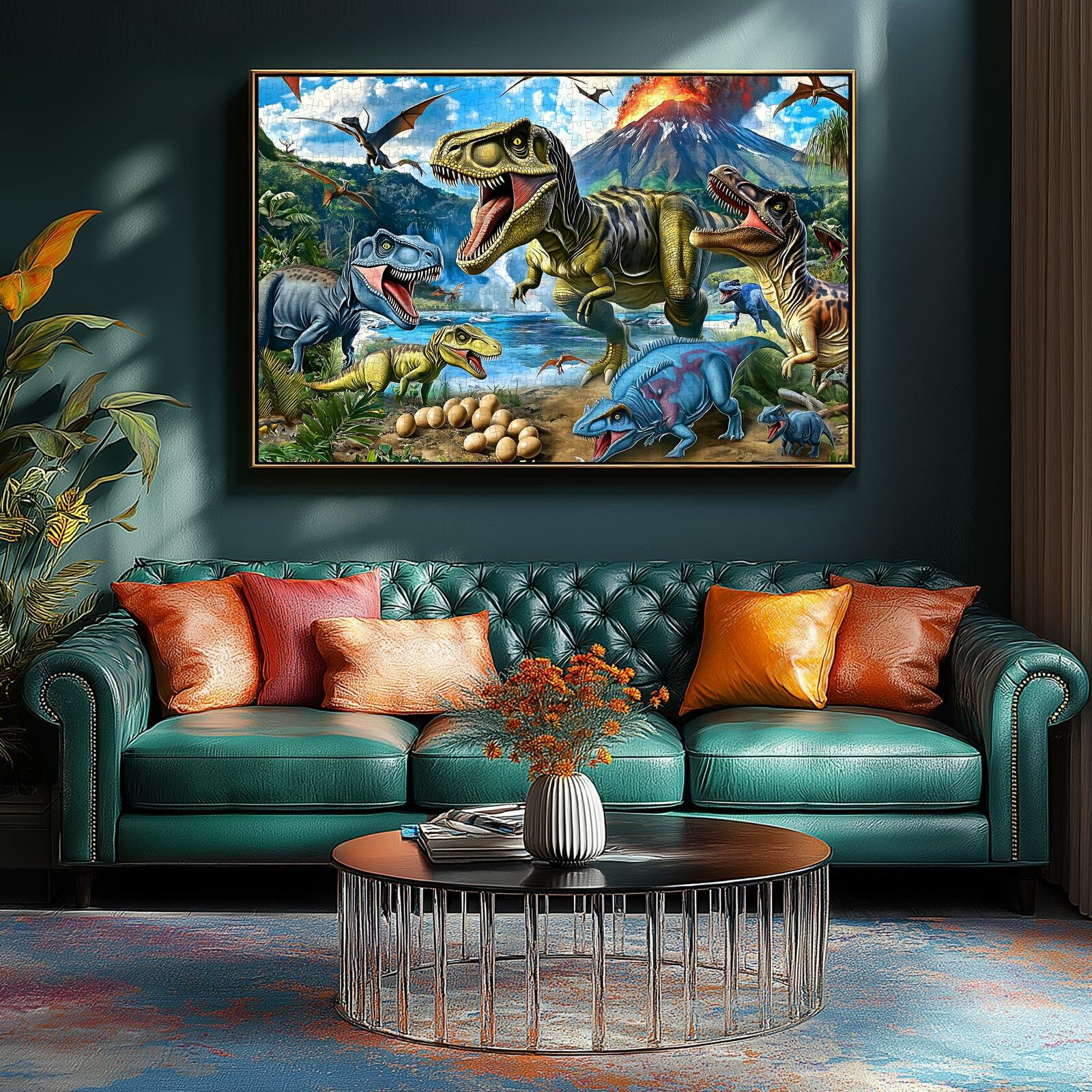 MINIWAN Dinosaur Floor Puzzle 200 Pieces Colorful Jurassic Park 19x13 in