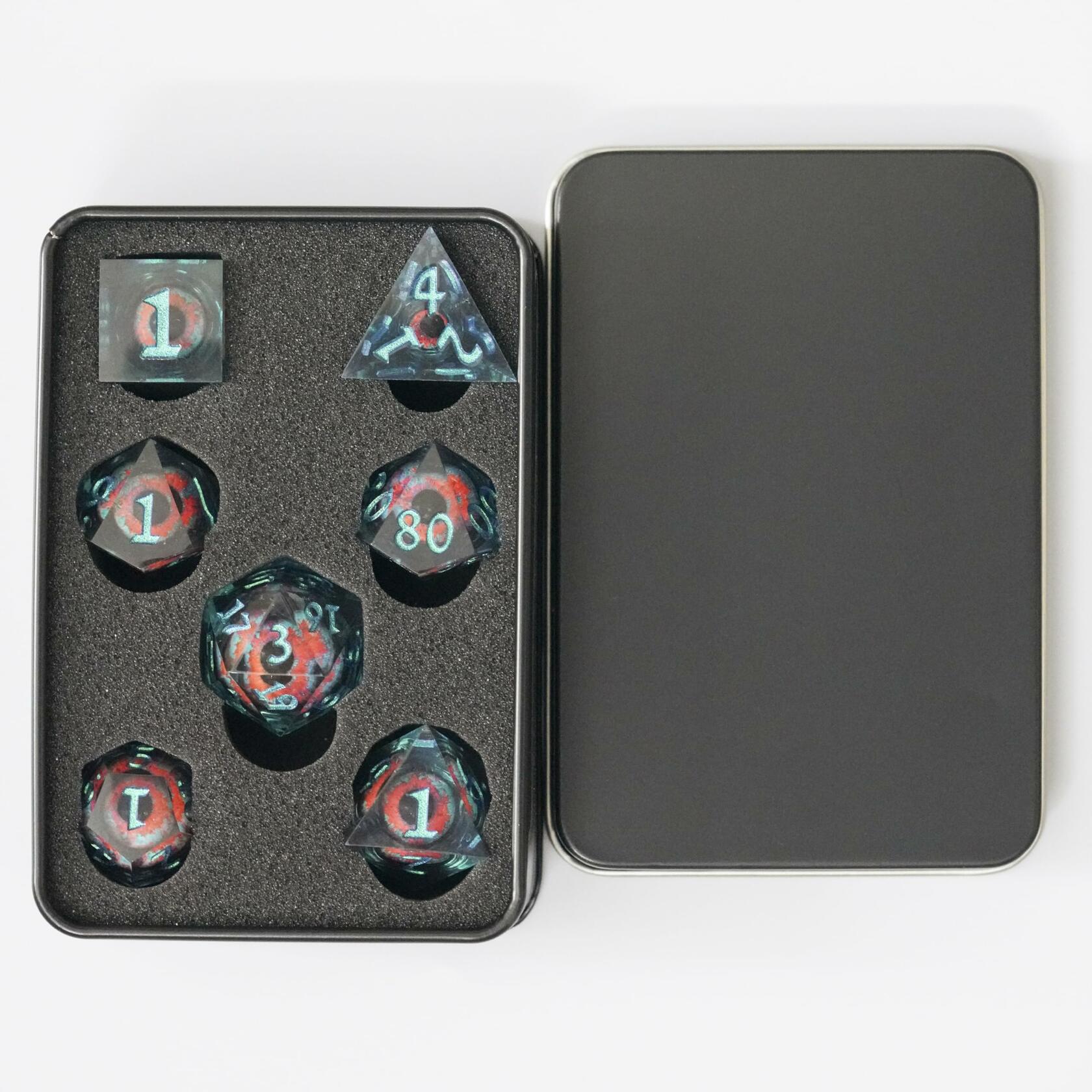 Maywin Dungeons & Dragons Liquid Core Dragon Eye Polyhedral Dice Set