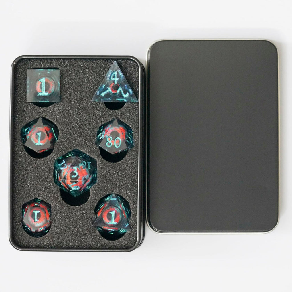 Maywin Dungeons & Dragons Liquid Core Dragon Eye Polyhedral Dice Set