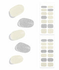 DUKASOU Semi Cured Gel Nail Strips 28 pcs Creamy White Glitter UV Light