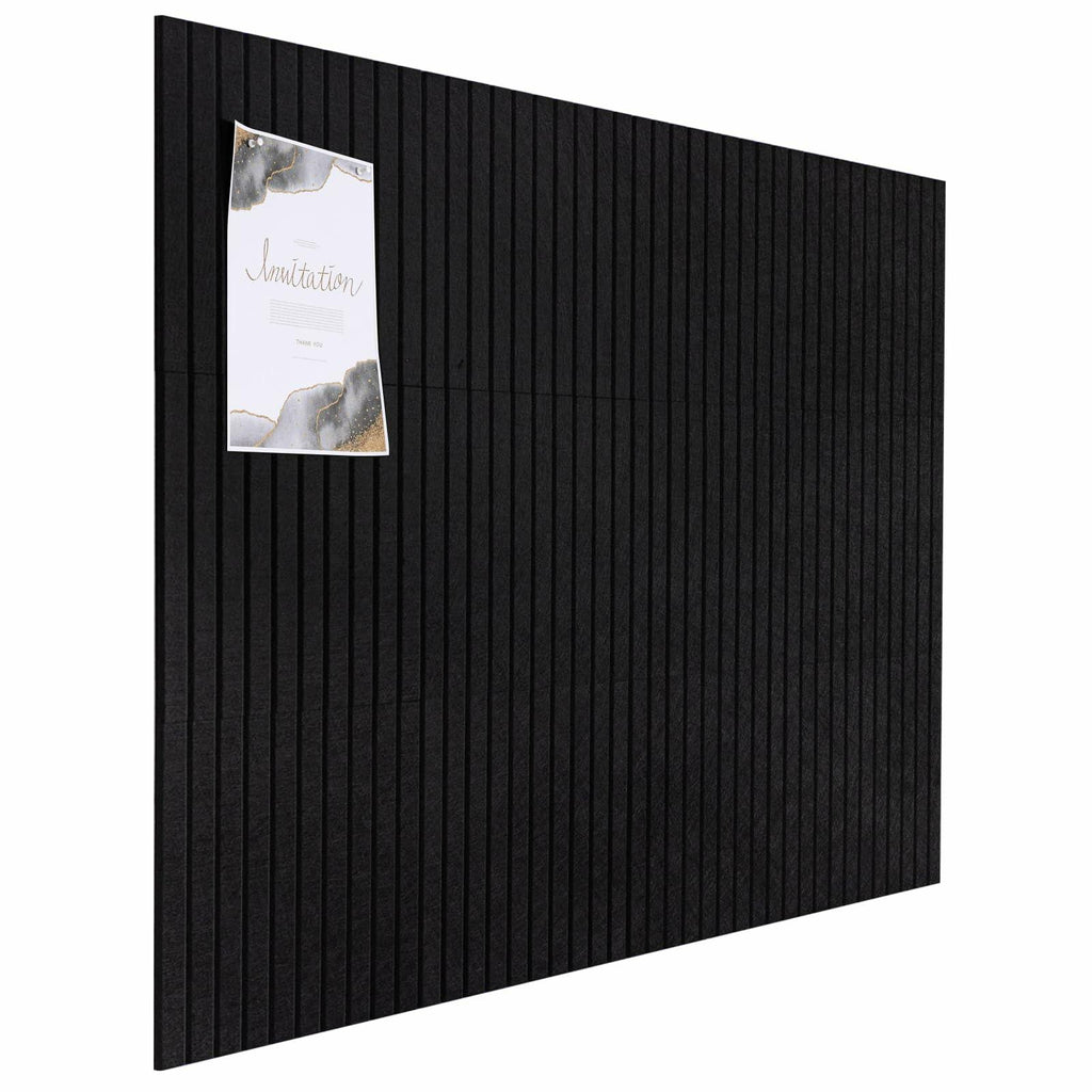 FUANGUI Felt Board 12 Pack Large Wall Tiles with Adhesive Tabs Stripe Black