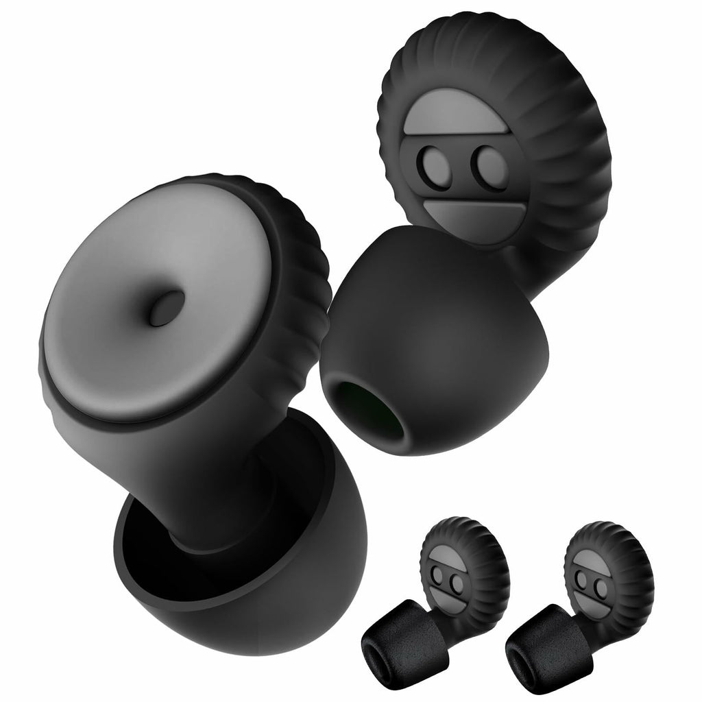 BNU Ear Plugs Noise Cancelling 25-35dB Reusable 2 Pairs S/M/L Black