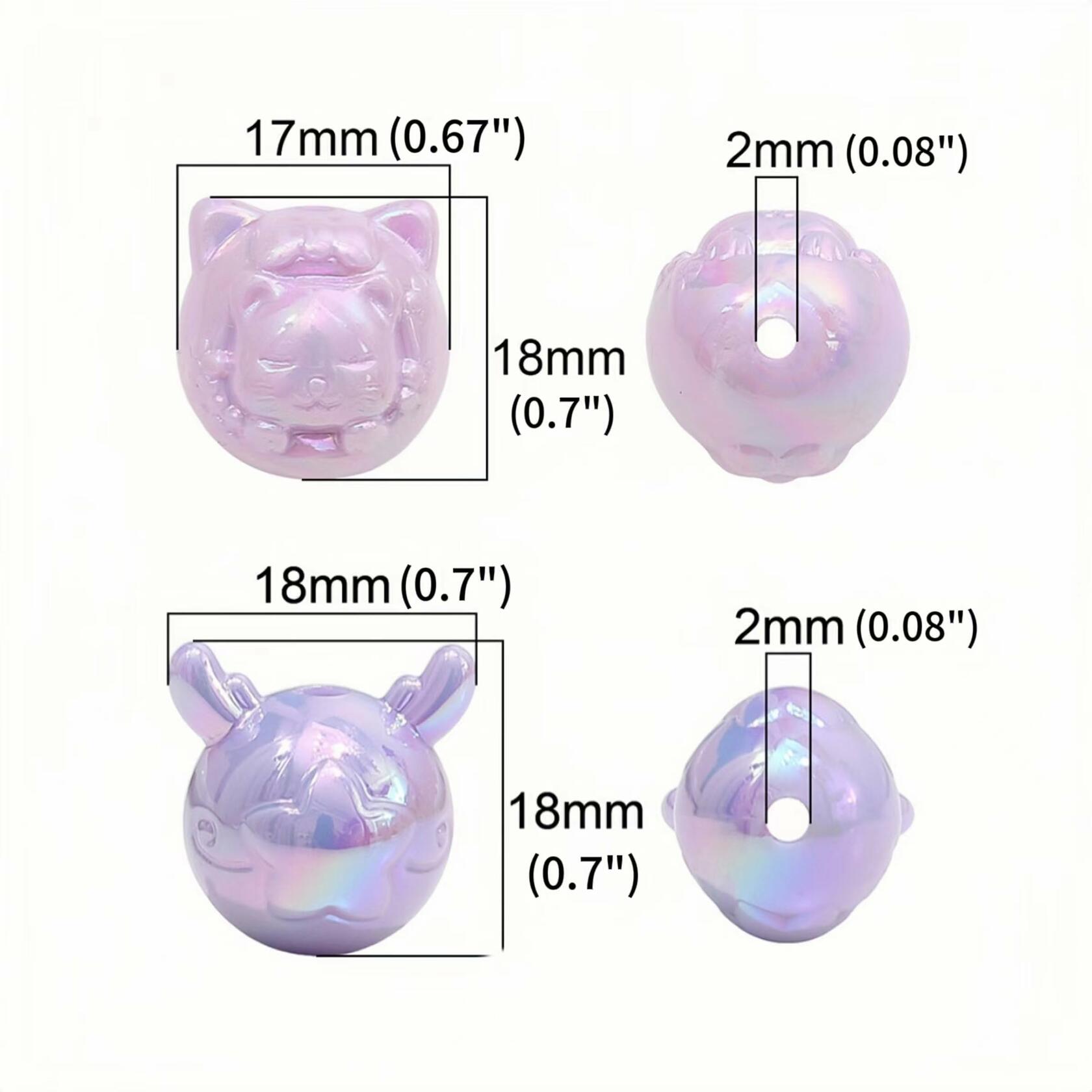 18Pcs Cute Beads for Pens (Acrylic, Mixed Color, Dragon Head Cat) - DIY