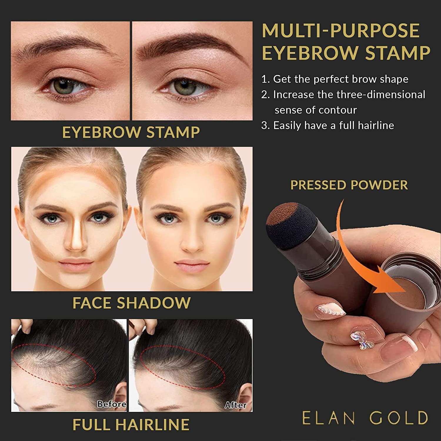 EGLD GOODLY Eyebrow Stamp Kit w/ Tweezer Waterproof Long-Lasting Nearly Black