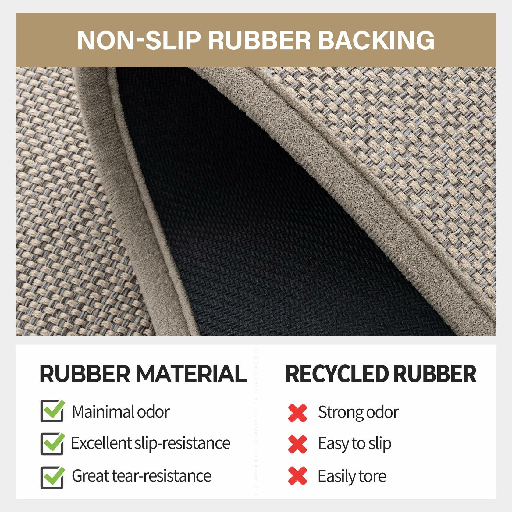GRANNY SAYS Non-Slip Rubber Door Mat 17x47in Khaki Low Profile Runner